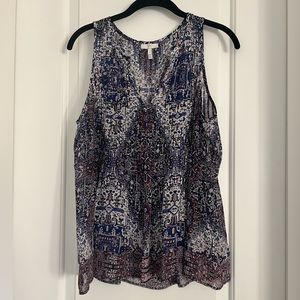 Joie vneck silk patterned tank top